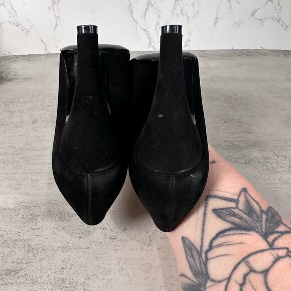 Sigerson Morrison Flair Silk Black Suede Sahara Heels Women's US6.5 EU40 Metal - Picture 10 of 10